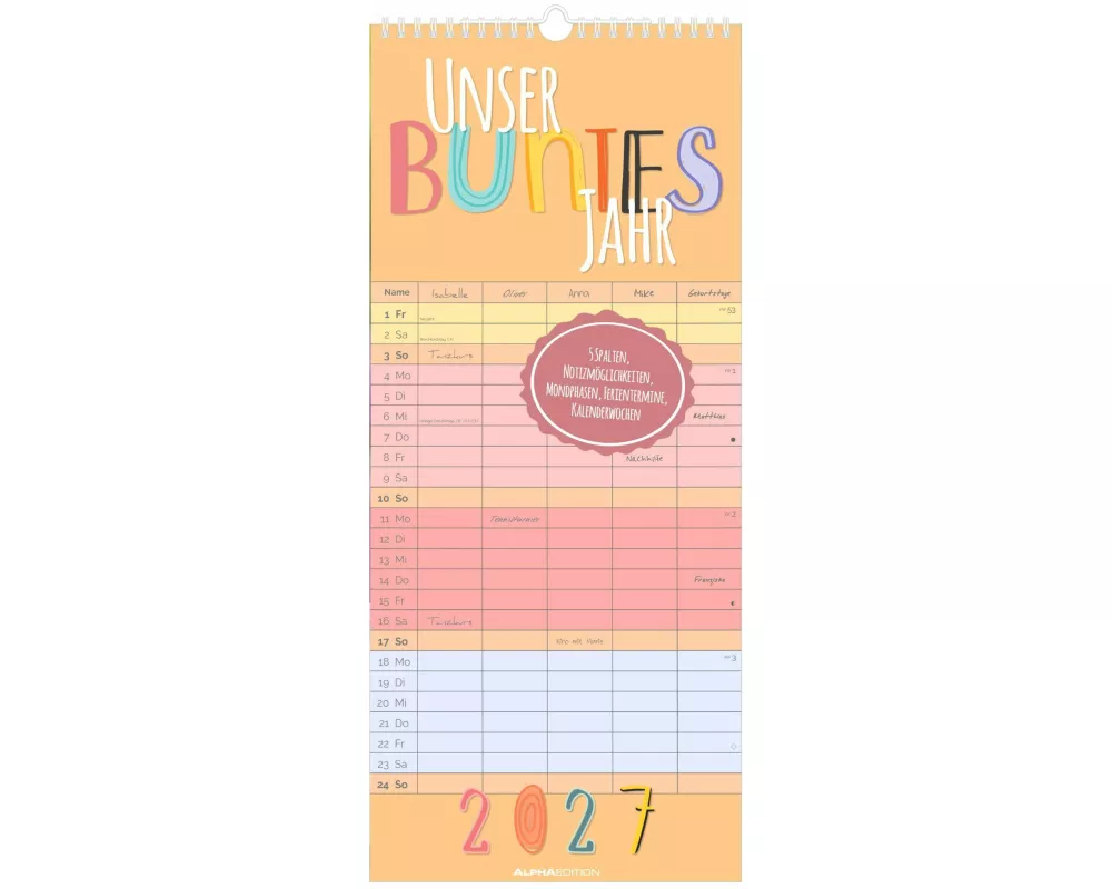 Familienplaner Unser buntes Jahr 2027