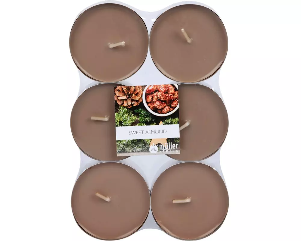 müller Kerzen Duftkerze Maxi Sweet Almond, Braun, 6 Stück