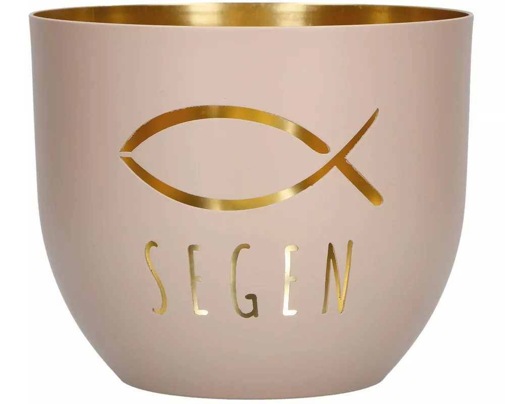 „Segen" Metall-Windlicht mit Fischmotiv