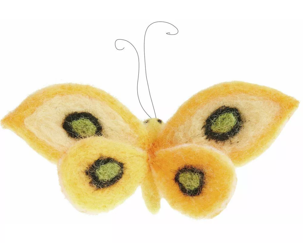 Aufhänger Filz-Schmetterling Gelb 10 x 10,5 x 7cm