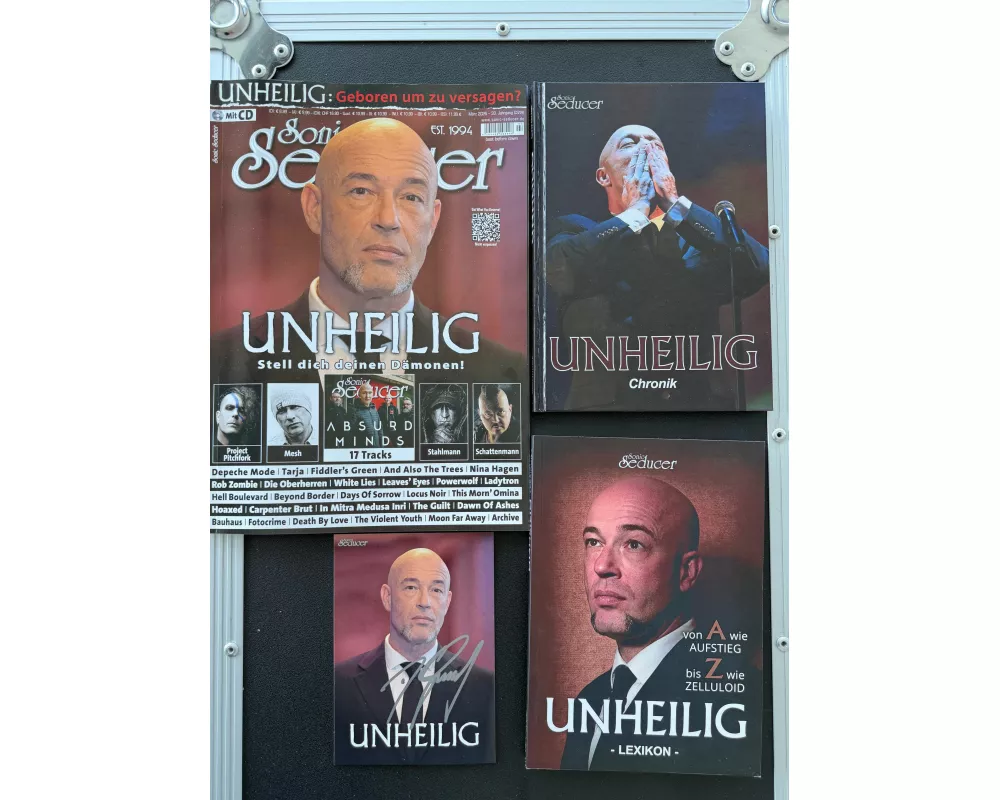 Unheilig signierte Fotokarte + Chronik-Buch + Lexikon Buch + Sonic Seducer 03/2026 Liebe Glaube Monster