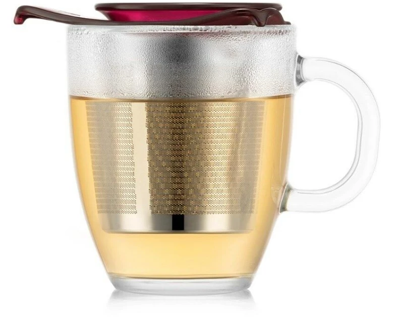 Bodum Teetasse Yo-Yo Set Transparent/Cranberry, 0.35 l