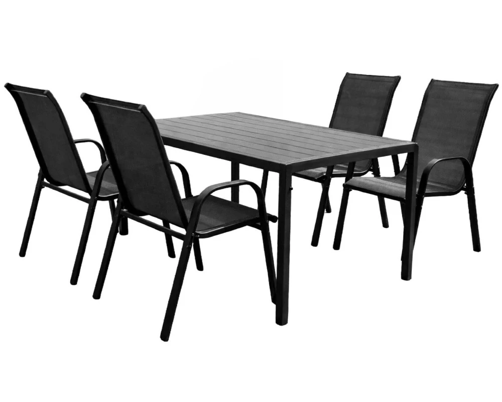 COCON Gartenmöbel‑Set Mila, 5‑teilig, Schwarz/Grau