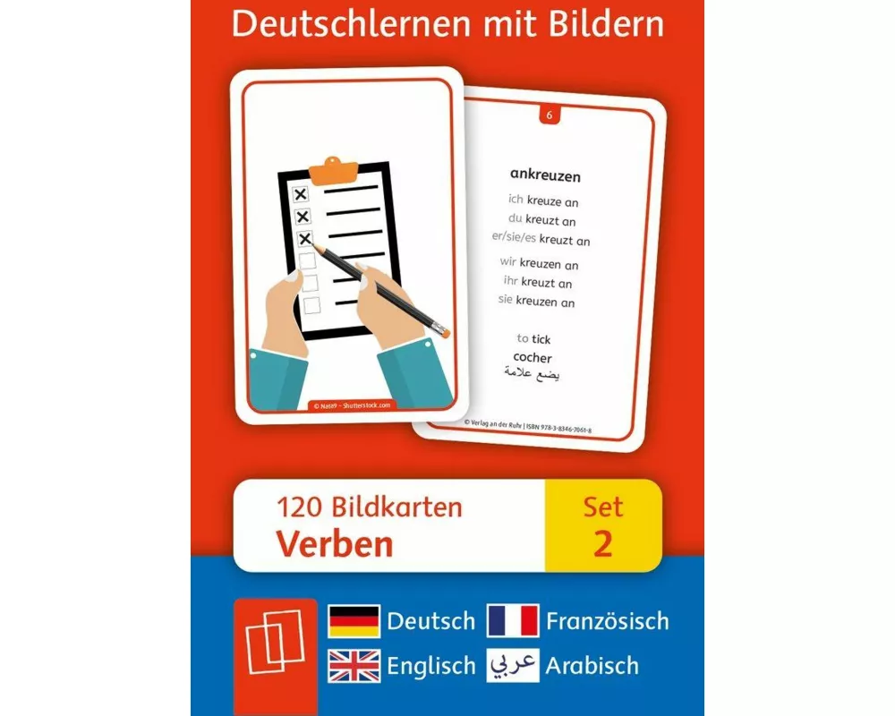 Verben: Set 2 - Deutsch, Englisch, Französisch und Arabisch