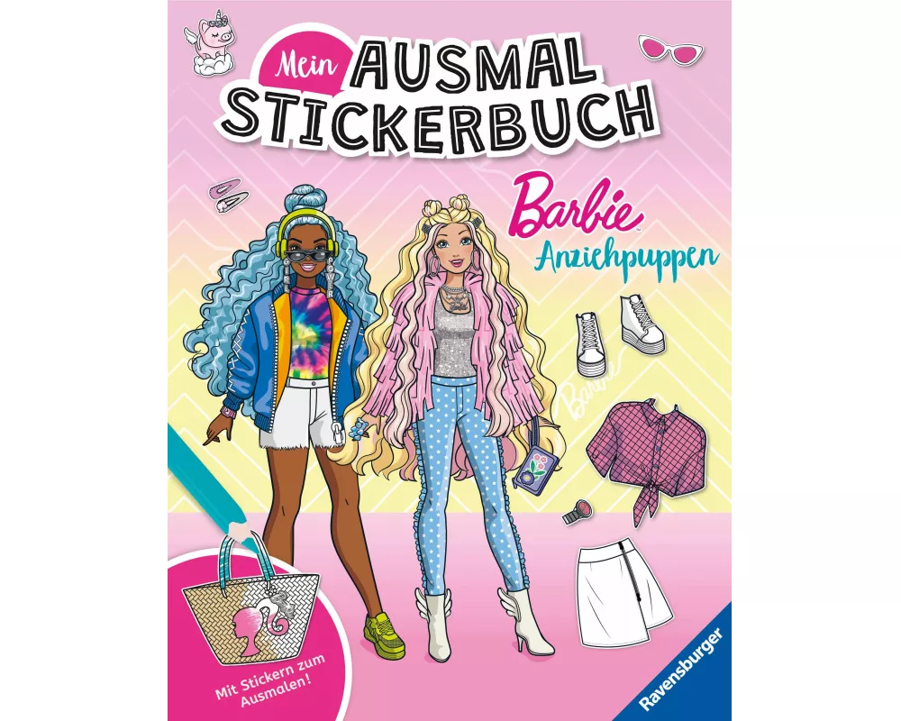 Mein Ausmalstickerbuch Barbie - Anziehpuppen