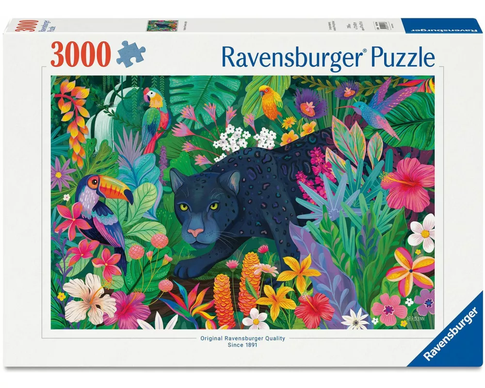 Erwachsenenpuzzle 3000 Teile - Panther im blühenden Dschungel