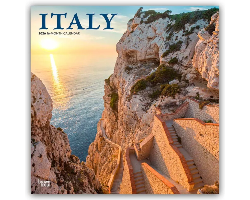 Italy 2026 12 X 24 Inch (Hanging) Monthly Square Wall Calendar Plastic-Free