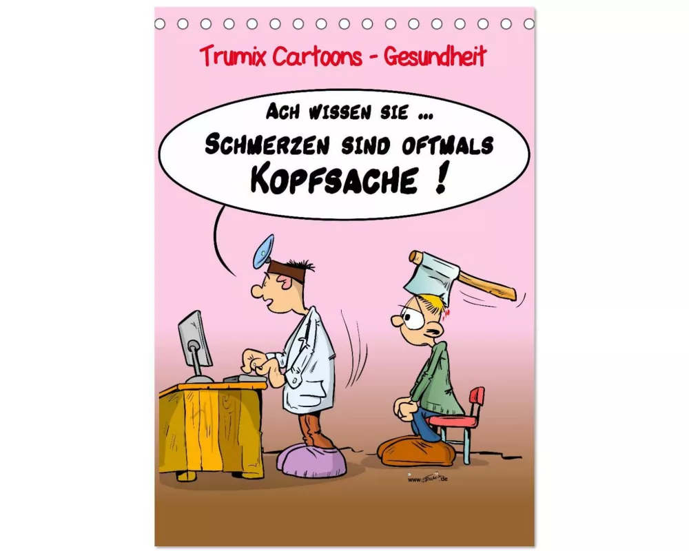 Trumix Cartoons - Gesundheit (Tischkalender 2026 DIN A5 hoch), CALVENDO Monatskalender