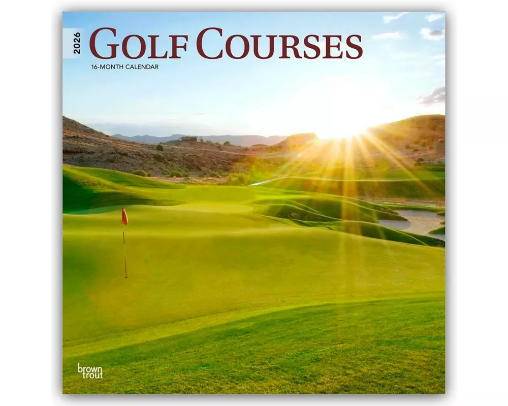Golf Courses 2026 12 X 24 Inch (Hanging) Monthly Square Wall Calendar Plastic-Free