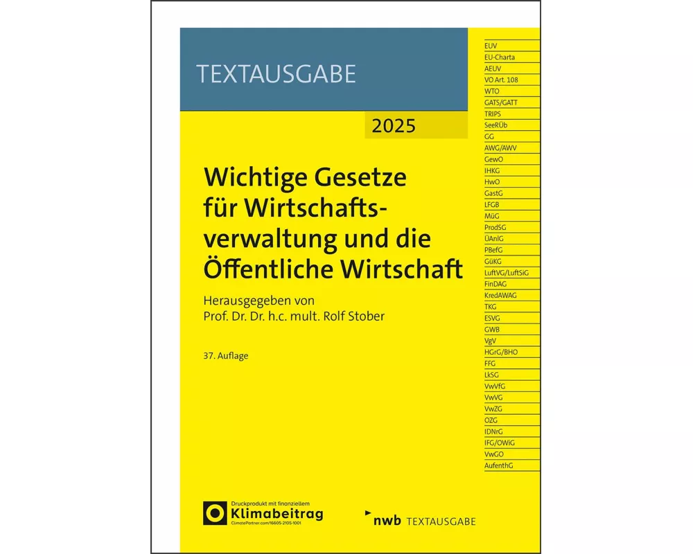 Wichtige Gesetze für Wirtschaftsverwaltung und die Öffentliche Wirtschaft