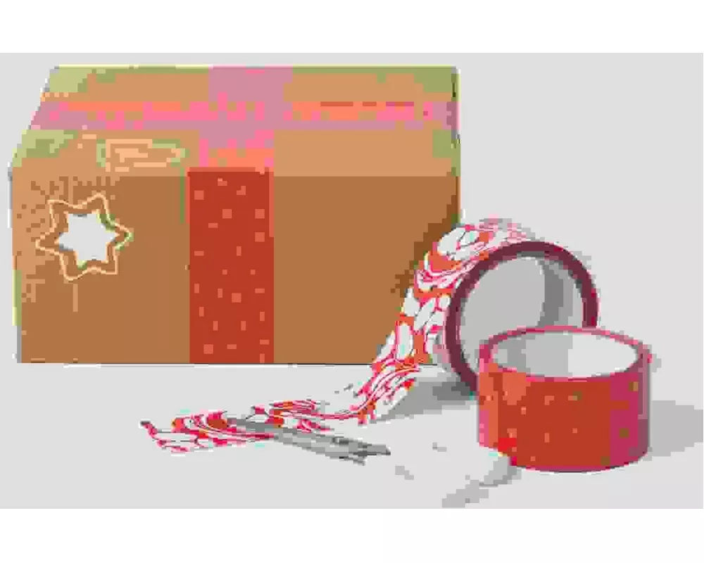 Paketklebeband Marmoriert, Rot / Weiß