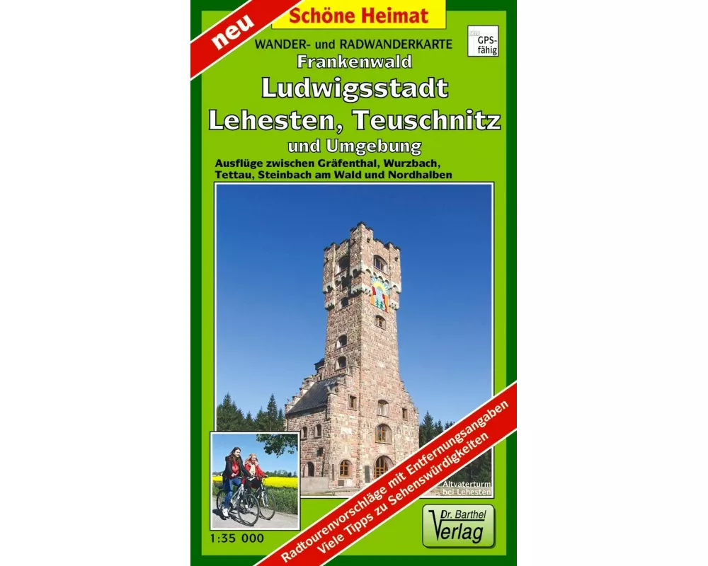 Wander- und Radwanderkarte Naturpark Frankenwald, Ludwigsstadt, Lehesten, Teuschnitz und Umgebung