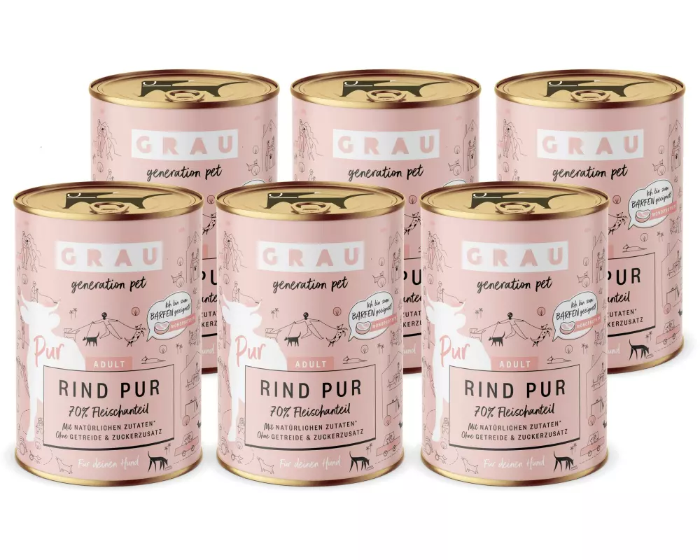 Grau Nassfutter Rind Pur, 6 x 400 g