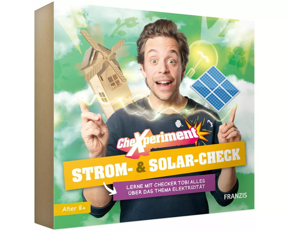 FRANZIS 67268 - CheXperiment Strom- und Solarcheck: Lerne mit Checker Tobi alles über Elektrizität! Ab 8 Jahren