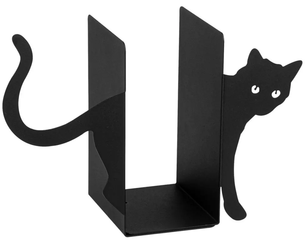 Wallxpert Buchstützen-Set Katze Schwarz