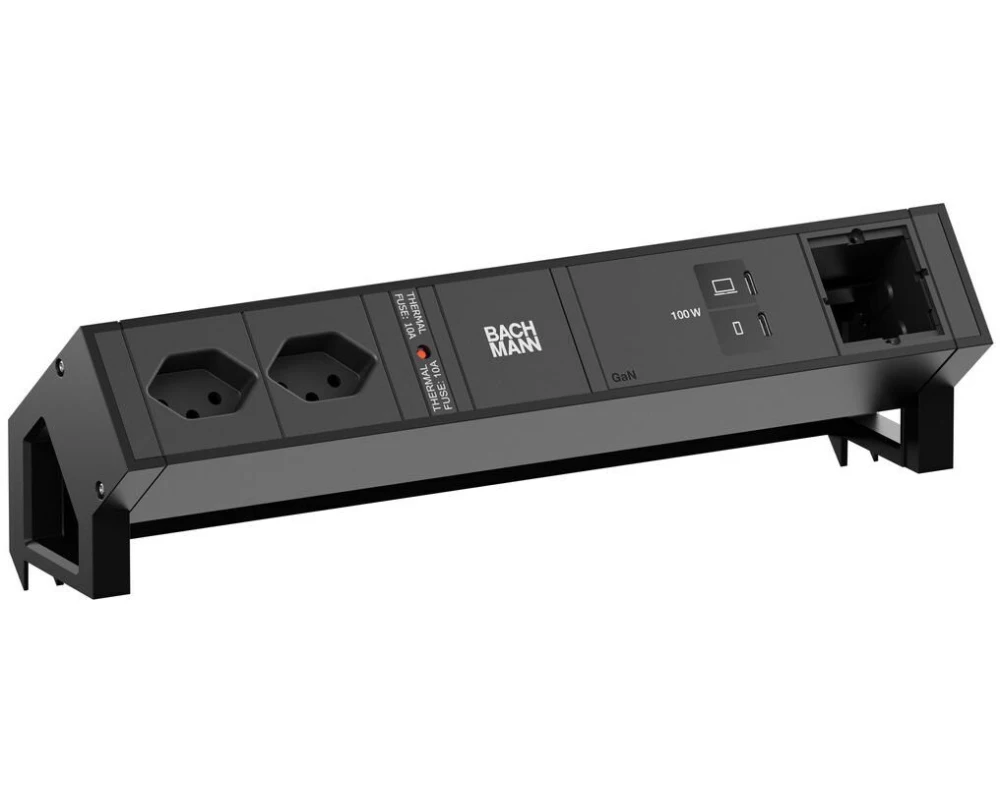 Bachmann Tischsteckdosenleiste DESK2 2xT13 1xUSB C/C 100W 1xCM 0.2m