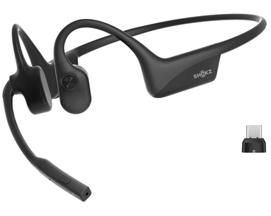 SHOKZ OpenComm2 UC Wireless Bluetooth Bone Conduction Communication Headset with USB-C Charging Port and USB-C Dongle
