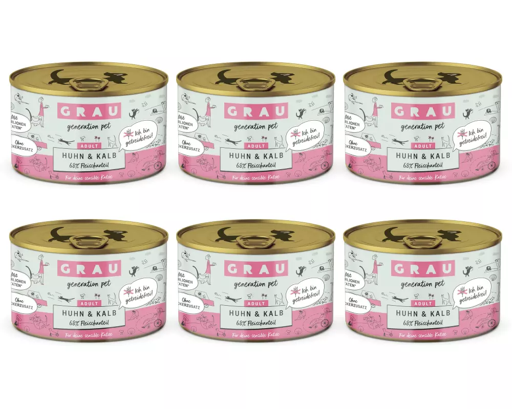Grau Nassfutter Huhn und Kalb 6 x 200 g