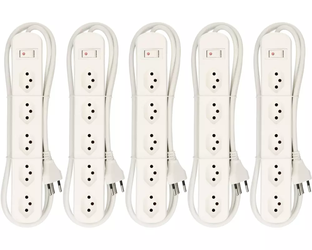 Max Hauri Steckdosenleiste Basic-Line 5x T13 horiz. Weiss, Schalter