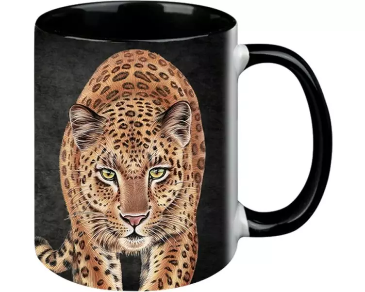 creanorm Tasse Leopard Black Edition 330 ml, 1 Stück, Schwarz