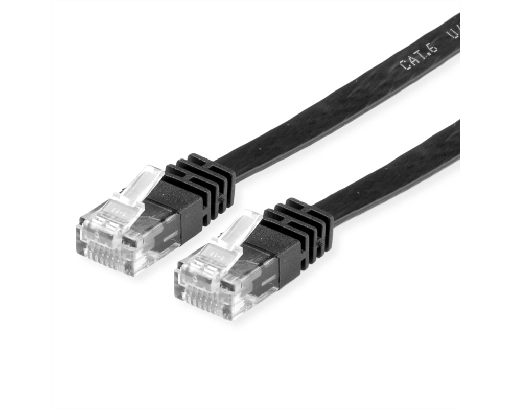VALUE Patchkabel Cat.6 (Class E) UTP, extra-flach, schwarz, 1 m