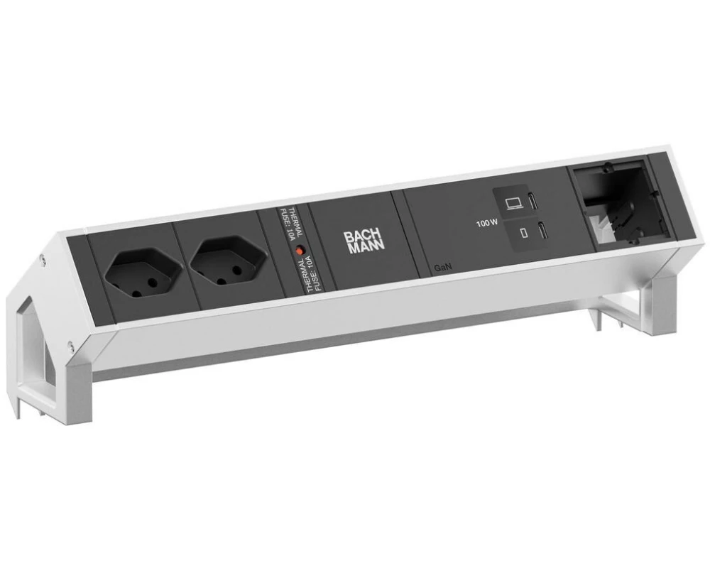 Bachmann Tischsteckdosenleiste DESK2 2xT13 1xUSB C/C 100W 1xCM 0.2m