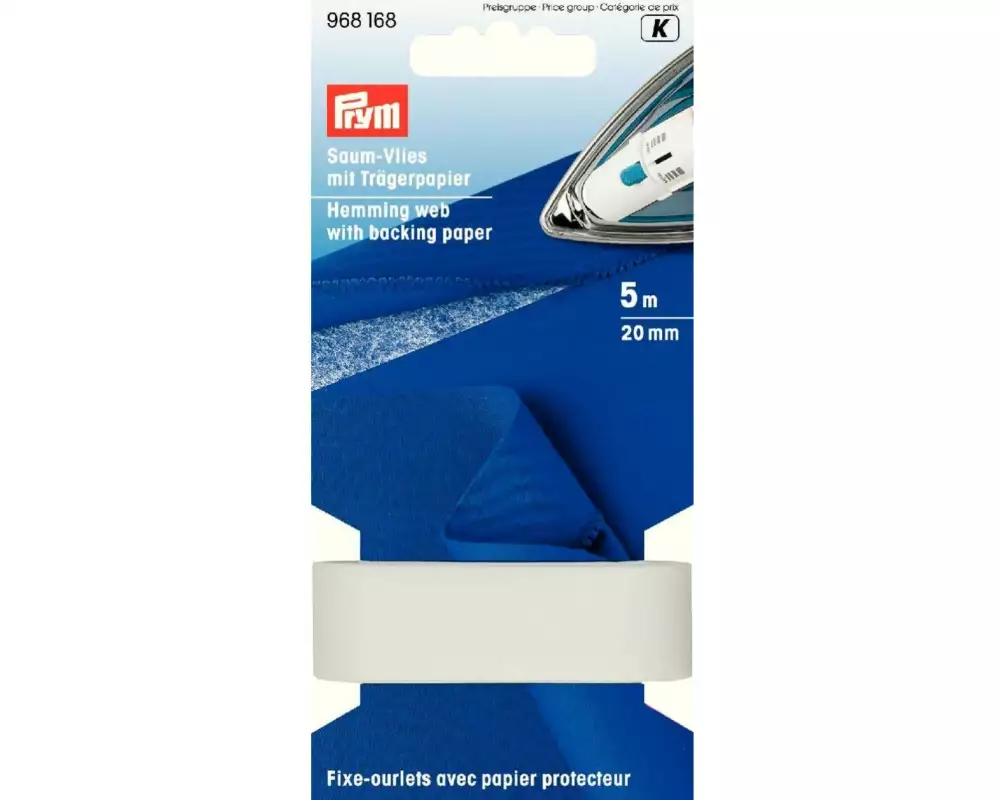 Prym Vlies Trägerpapier Saum 20 mm, Weiss