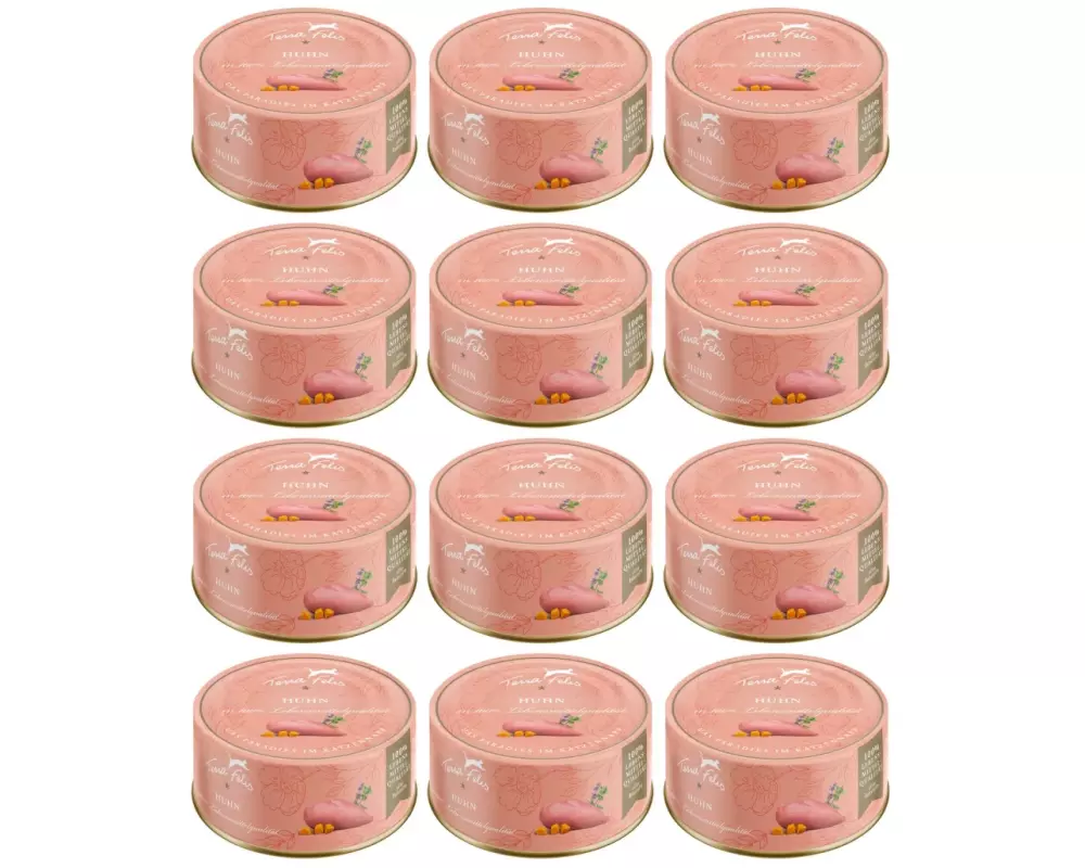 Terra Faelis Nassfutter Adult getreidefrei mit Huhn, 12 x 80 g