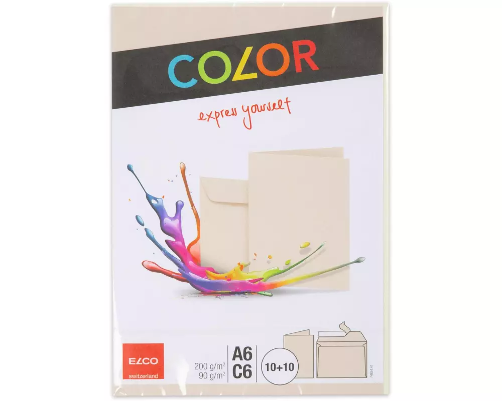 ELCO Doppelkarte mit Couvert Color A6/C6 Chamois, 20 Stück