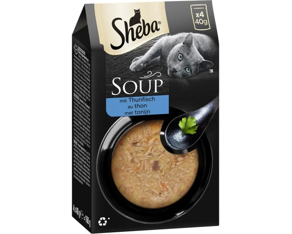 Sheba Nassfutter Classic Soup mit Thunfischfilet, 4 x 40g