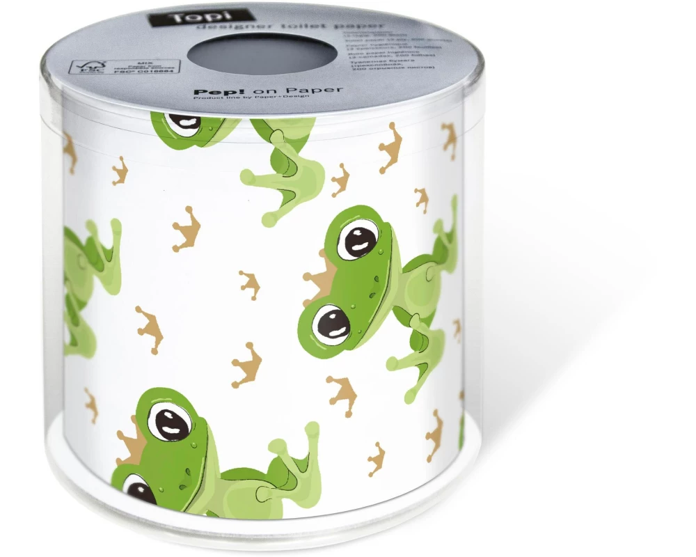 Paper + Design Toilettenpapier Frog Prince Rollen, 3-lagig, Grün/Weiss