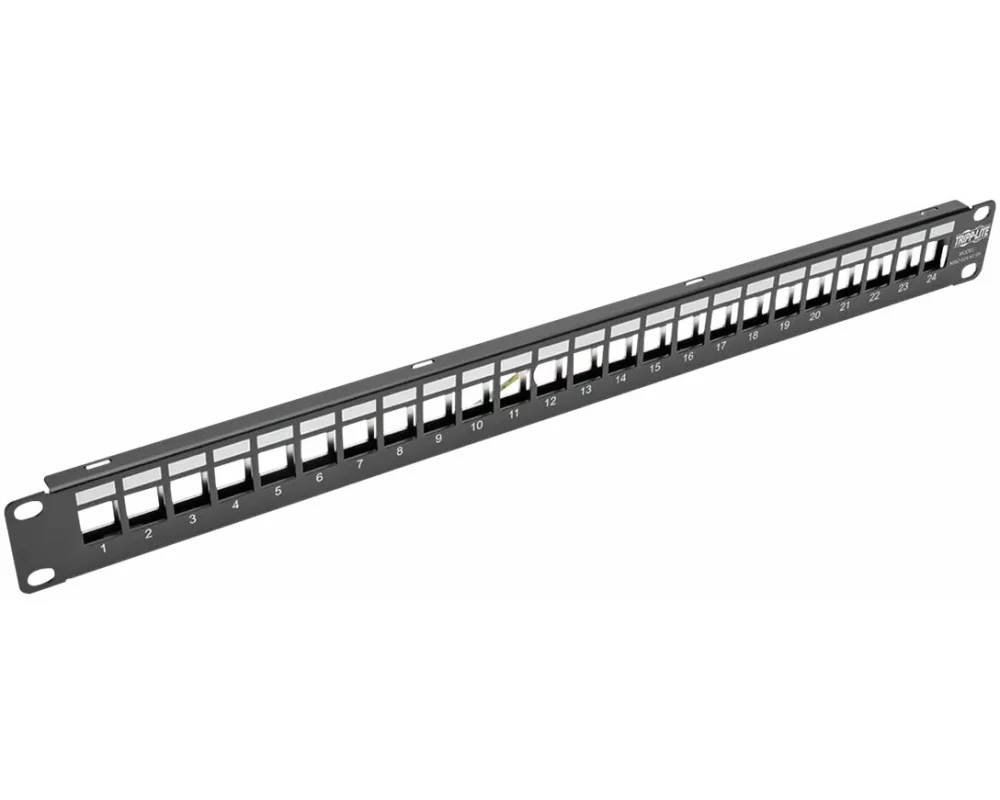 EATON TRIPPLITE 24-Port 1U Rack-Mount, Shielded, Blank, Keystone/Multimedia Patch Panel, RJ45 Ethernet, USB, HDMI, Cat5e/6 TAA