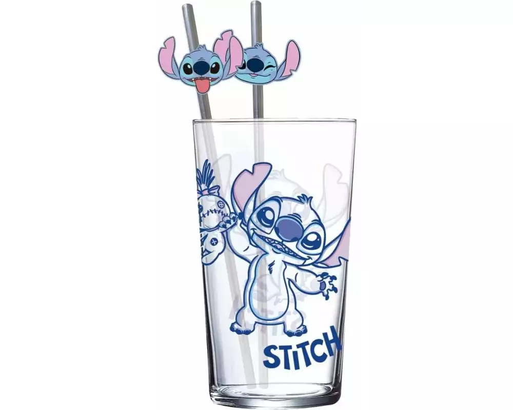 Stor Lilo & Stitch Glass Tumbler with Straws Stitch 485 ml