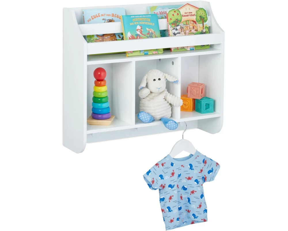 relaxdays Kinderregal mit 5 Fächern Weiss
