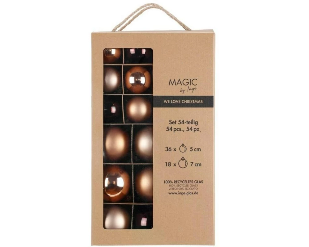 INGES CHRISTMAS DECOR Weihnachtskugel Elegant Lounge 54 Stück, Goldbraun