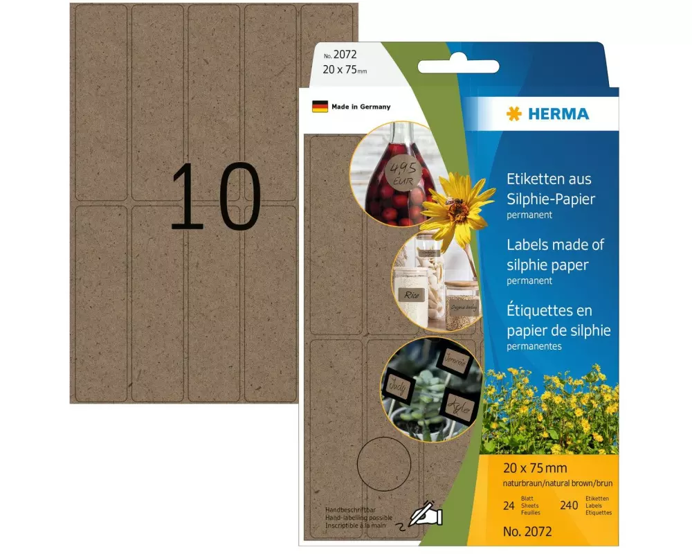 HERMA Vielzweck-Etiketten Silphie 20 x 75 mm, 24 Blatt
