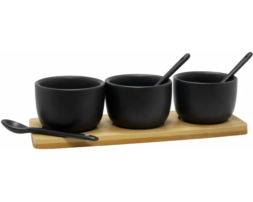 Tavola Schalenset mit Löffen schwarz/bambus 7teilig