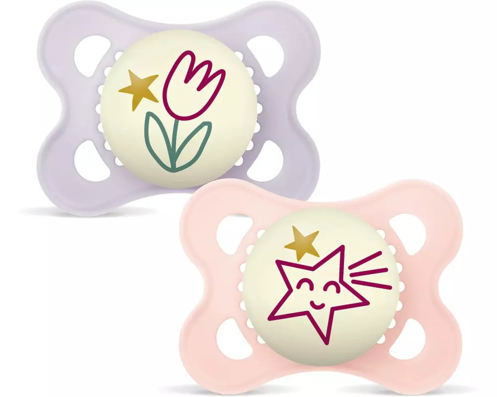 MAM Nuggi Original Night 0-6m, Girl, 2 Stück