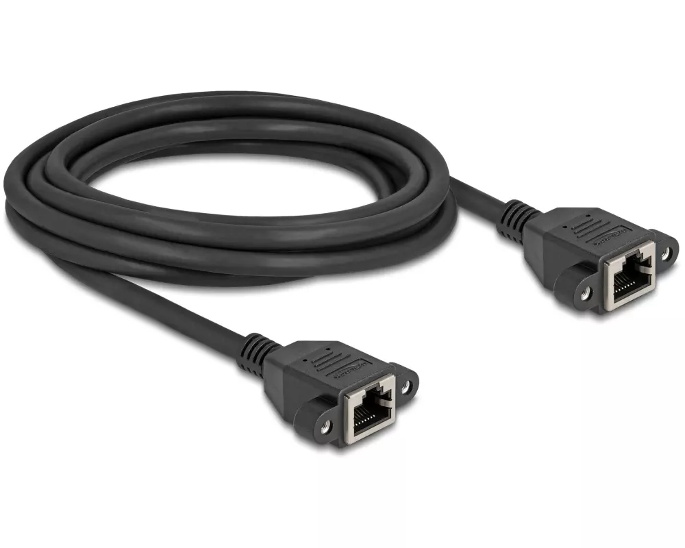 Delock Patchkabel Verlängerungskabel Cat 6A, S/FTP, 3 m, Schwarz