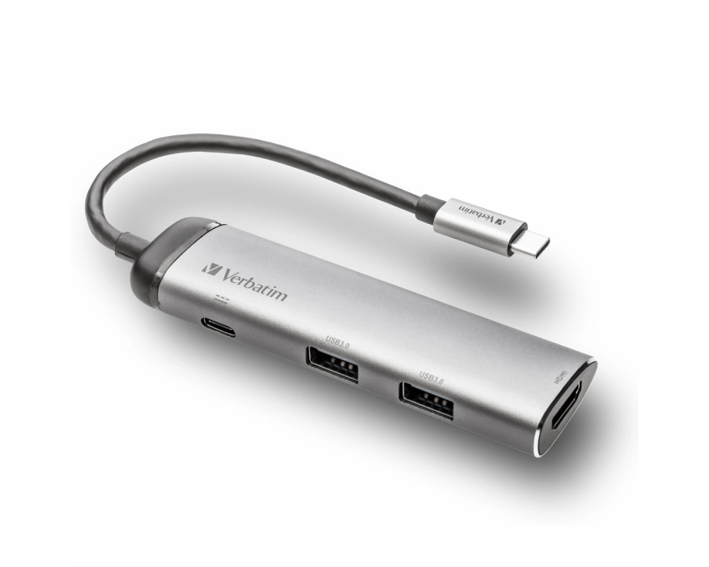 Verbatim Multiport Hub 4 in 1 USB-C, 2x USB 3.0, 1x HDMI, 1x USB-C PD