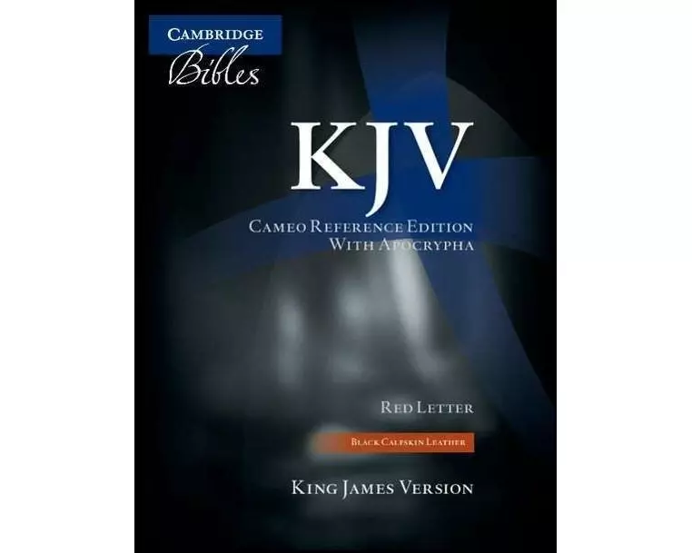 KJV Cameo Reference Bible with Apocrypha, Black Calfskin Leather, Red-letter Text, KJ455:XRA Black Calfskin Leather
