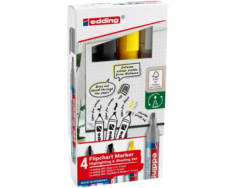 edding Flipchart-Marker 385 E-4, 4 Stück
