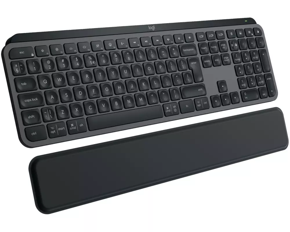 Logitech Tastatur MX Keys S Plus CH-Layout mit Handgelenkauflage