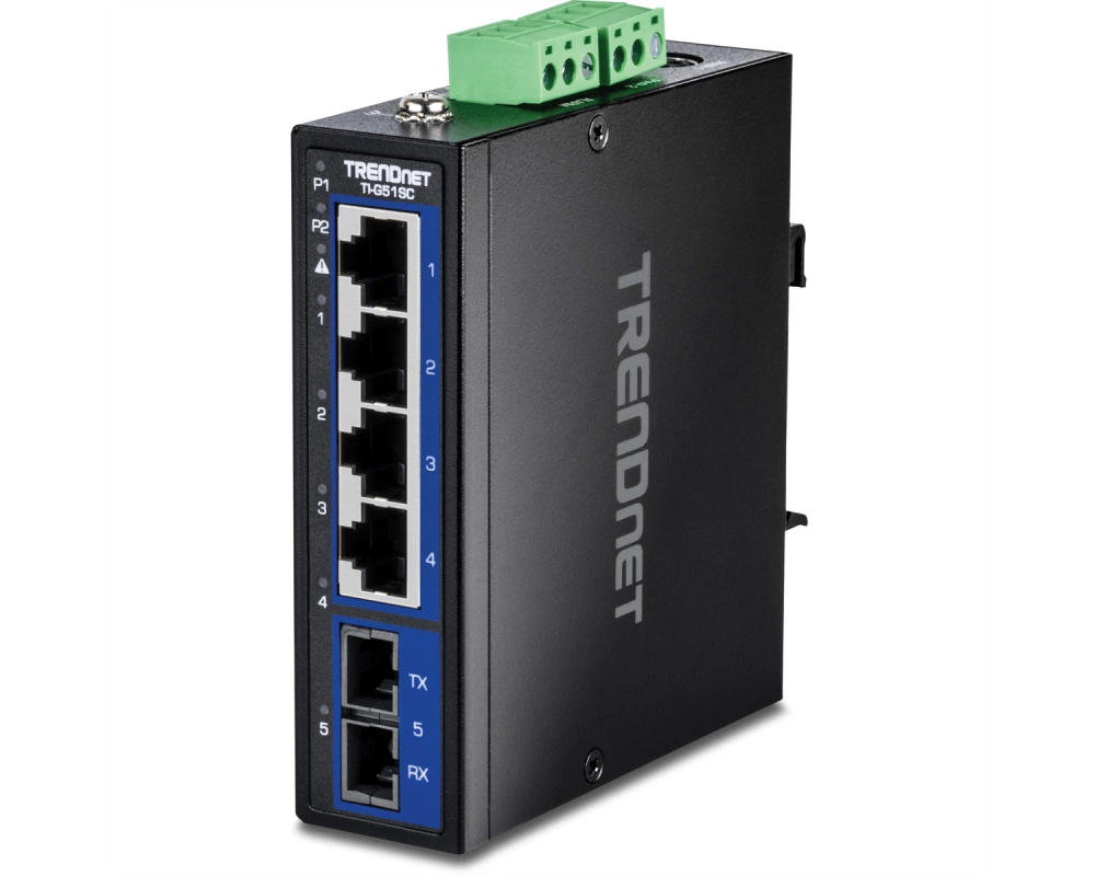 TRENDnet TI-G51SC 5-Port Gigabit Switch Industrial DIN-Rail mit MM SC-Port