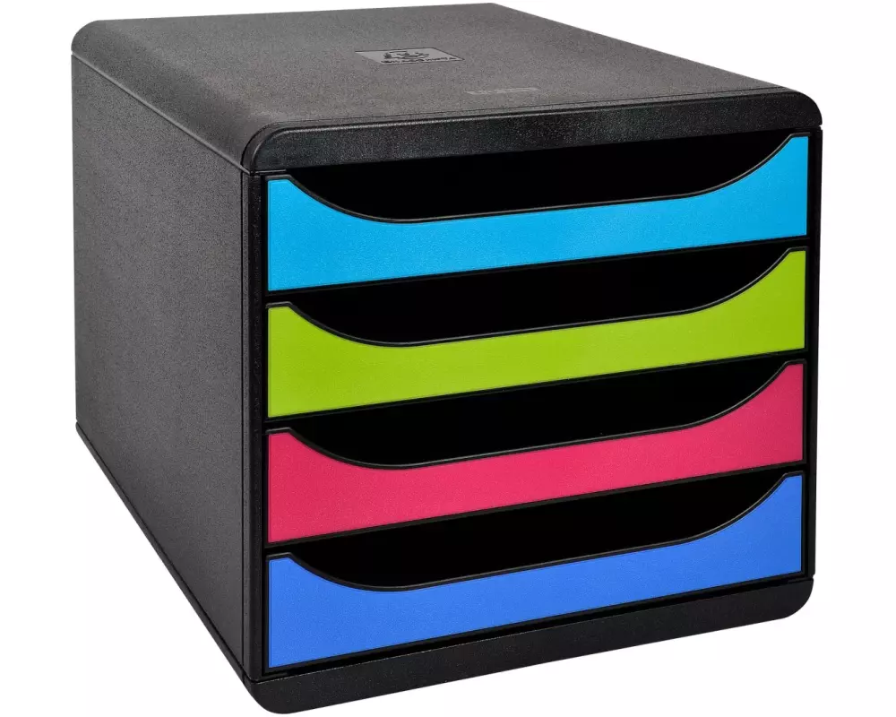 Exacompta Schubladenbox BIG-BOX A4+ 4 Schubladen, Mehrfarbig