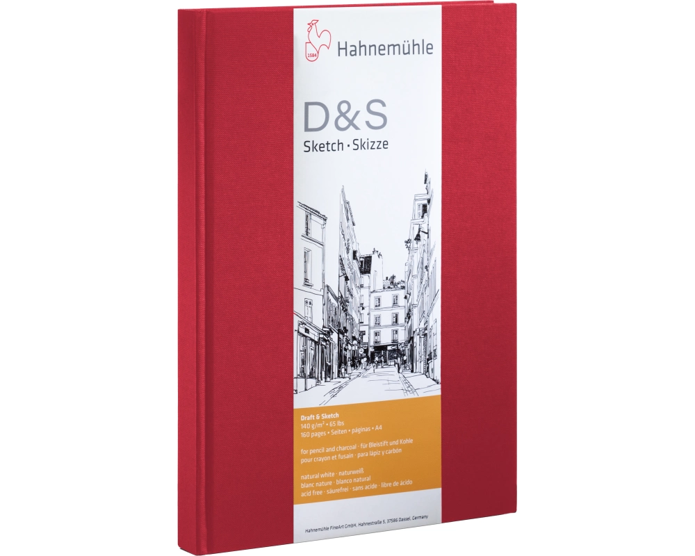 HAHNEMÜHLE Skizzenbuch D&S A4 hoch 10628294 rot 80 Blatt