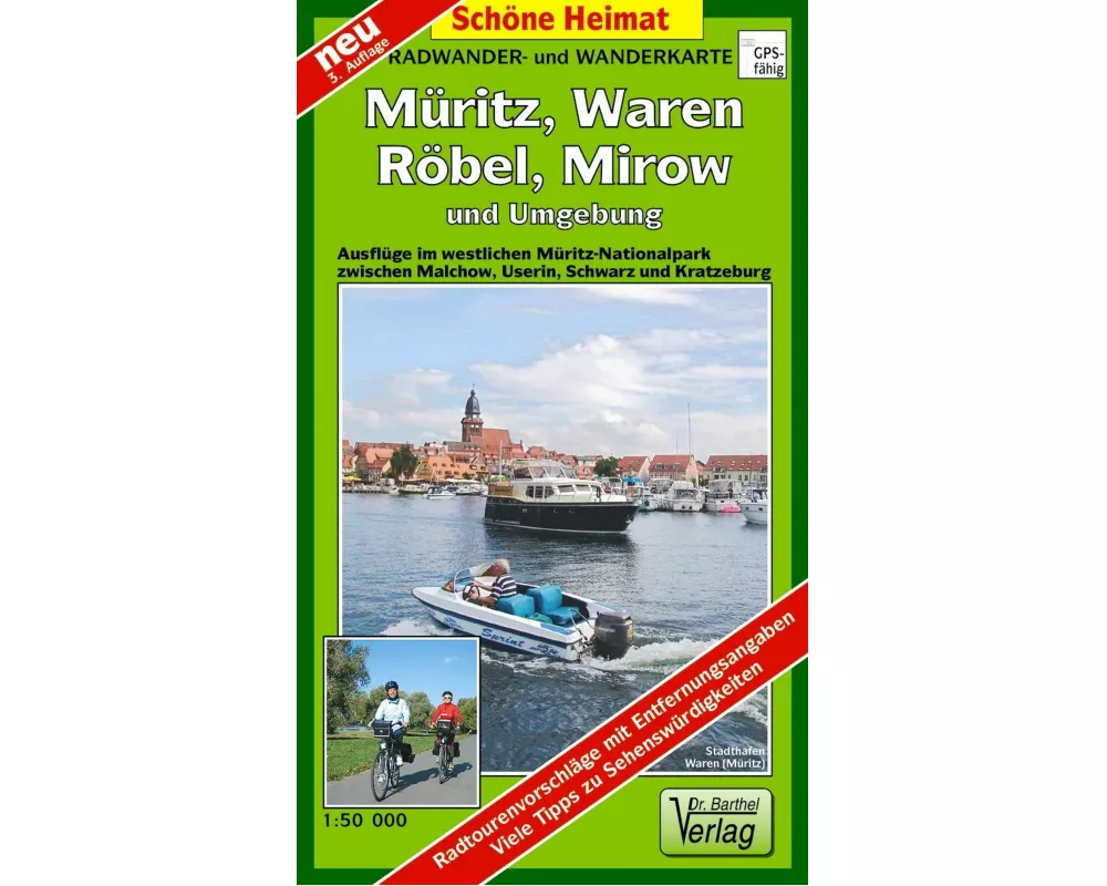 Müritz, Waren, Röbel und Umgebung 1 : 50 000 Radwander- und Wanderkarte