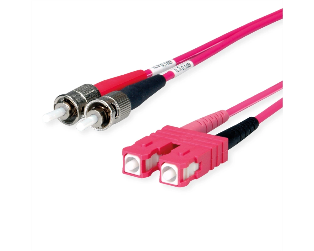 TELEGÄRTNER Duplex-Adapterkabel 50/125 OM4, 2x ST, 1x SC Duplex Stecker, violett, 3 m