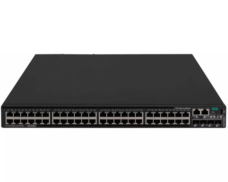 HPE FlexNetwork 5520 HI Switch, 48G, 4 SFP+ Ports, 1 Expansion Module Slot, 1U, MACsec Support, w/o PSU
