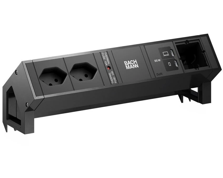 Bachmann Tischsteckdosenleiste DESK2 2xT13 1xUSB C/C 65W 1xCM schwarz